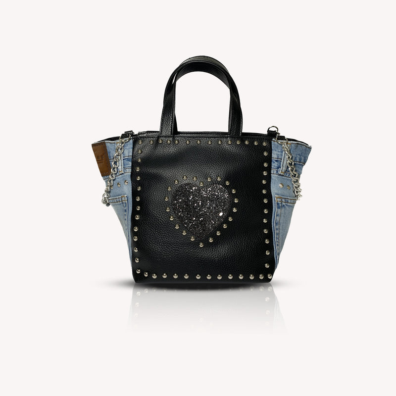 HEART TASCHE  - SCHWARZ GLITTER